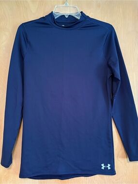 Under Armour ColdGear Fitted Mock Neck Long Sleeve Shirt Men's Navy - size small